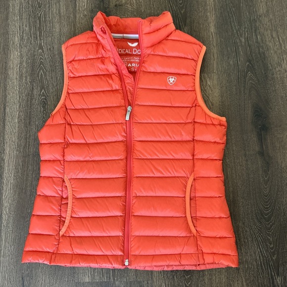 Ariat Jackets & Blazers - Ariat Ideal Down Vest Women S Orange Pink Quilted Packable Puffer Insulated MINT